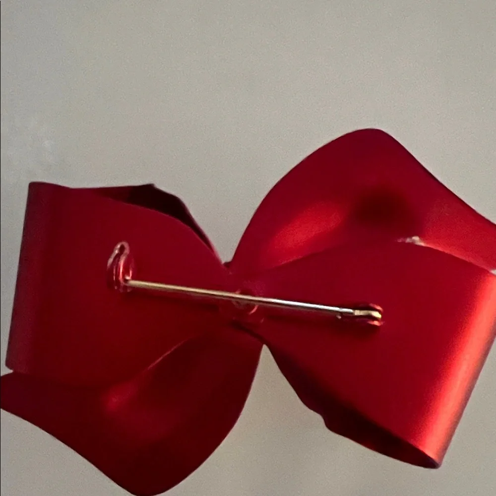 Elegant Red brushed metal Bow Brooch/Pin